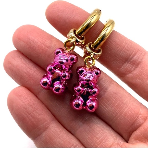 Chrome Gummy Bear Earring Pink - Picture 3 of 5